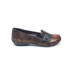 Dansko Olena Metallic Slip On Button Loafer Leathe